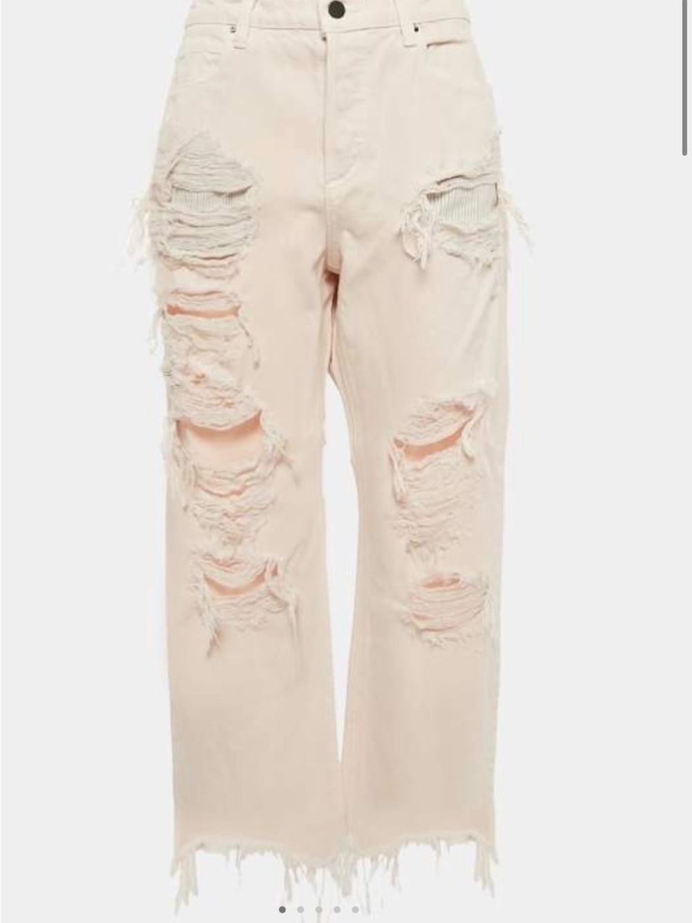 Denim X Alexander Wang Pale Pink Distressed Denim Rival Cropped Jeans Waist 28